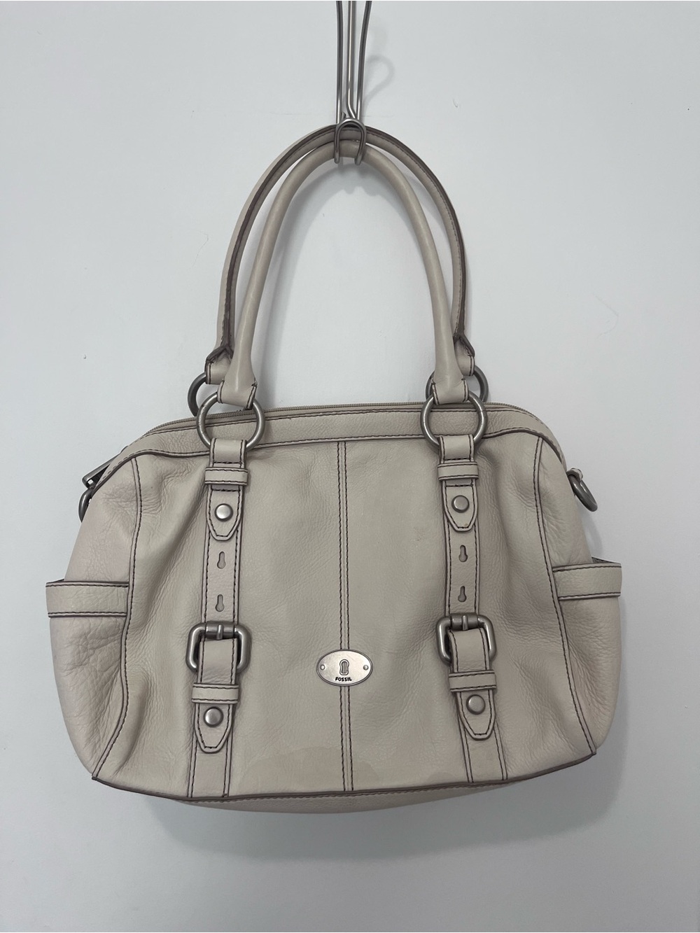 Y2K Vintage Fossil White Leather Shoulder Bag